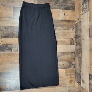 St. John‎ Evening Black Maxi Santana Knit Long Pencil Skirt w/ Slit Marie Gray 6